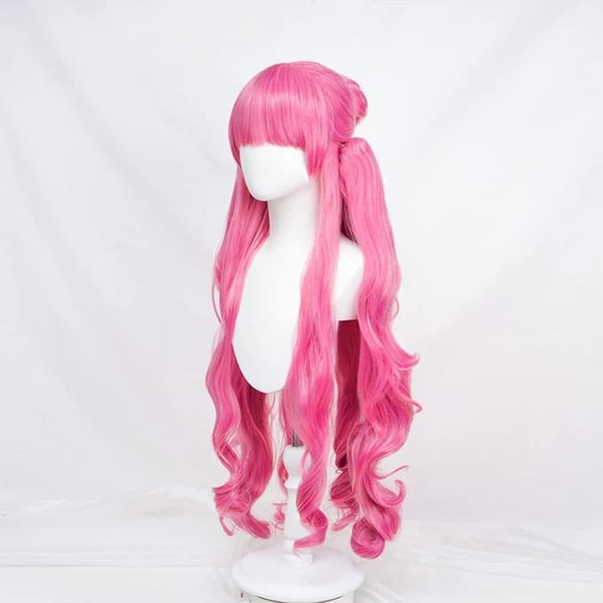 Perona Cosplay Pruik uit One Piece met Pruik en Net, Roze, Hittebestendig, met Vance pink