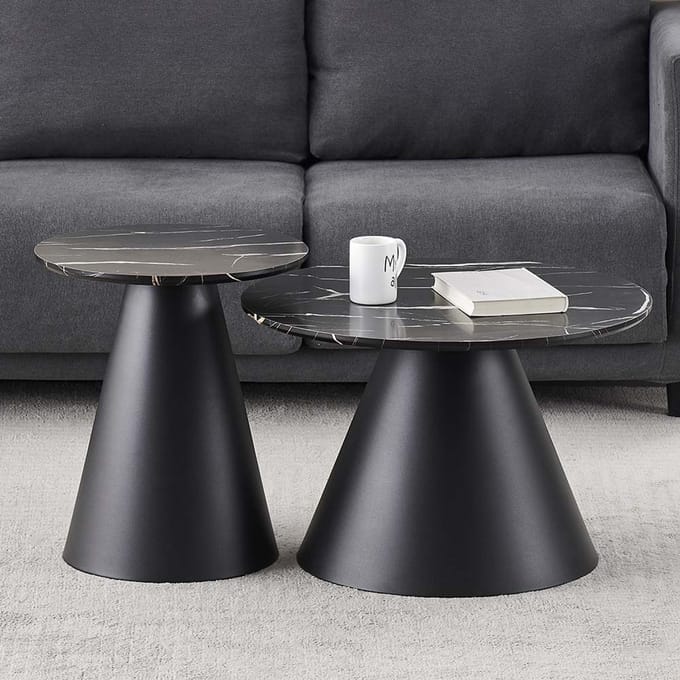 Milton & Oldbrook Salontafel Set Girona Glanzend Marmer Zwart
