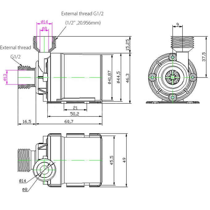 Ultra Stille Mini DC 12V Hefhoogte 5M 800L/U Borstelloze Motor Dompelpomp zwart