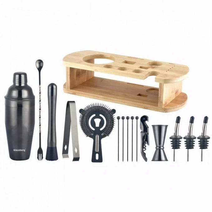 Klausberg 7582 - Barset - cocktailset - bartending - 16 delig - Zwart