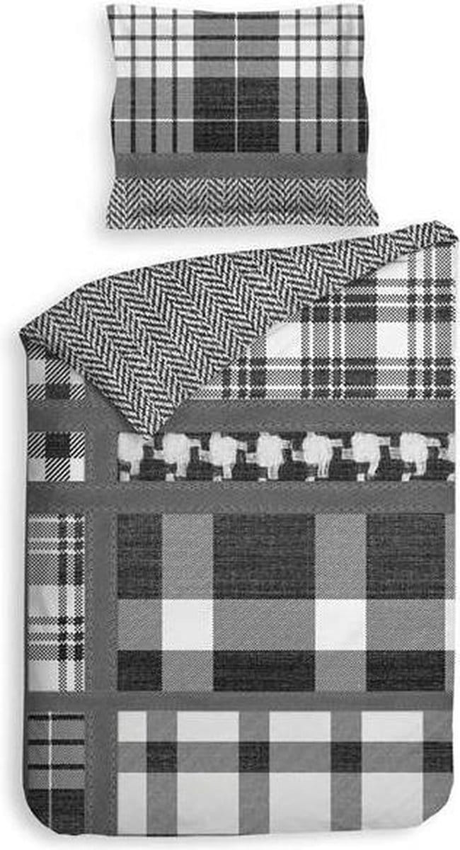 Heckett & Lane Jenna - Dekbedovertrek - Eenpersoons - 140x200/220 cm - Black/White