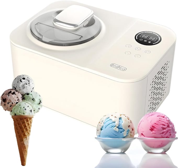 IJsmachine - Dessertmaker - Zelf ijs maken - Zelfkoelende compressor - 12 liter - Zilver