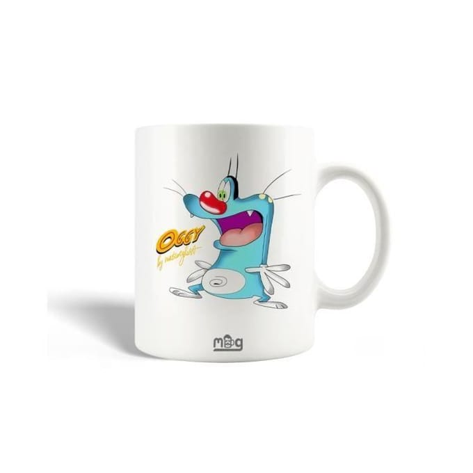 Mug en Céramique - Oggy et les Cafards - 30 cl - Compatible lave-vaisselle - Rond - Blanc