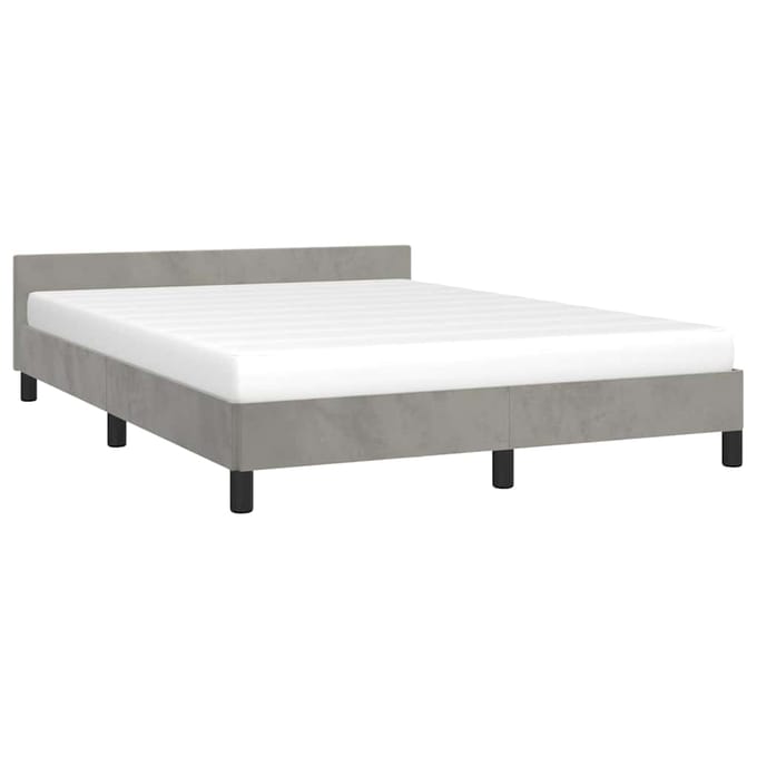 vidaXL - Bedframe - zonder - matras - 140x200 - cm - fluweel - lichtgrijs