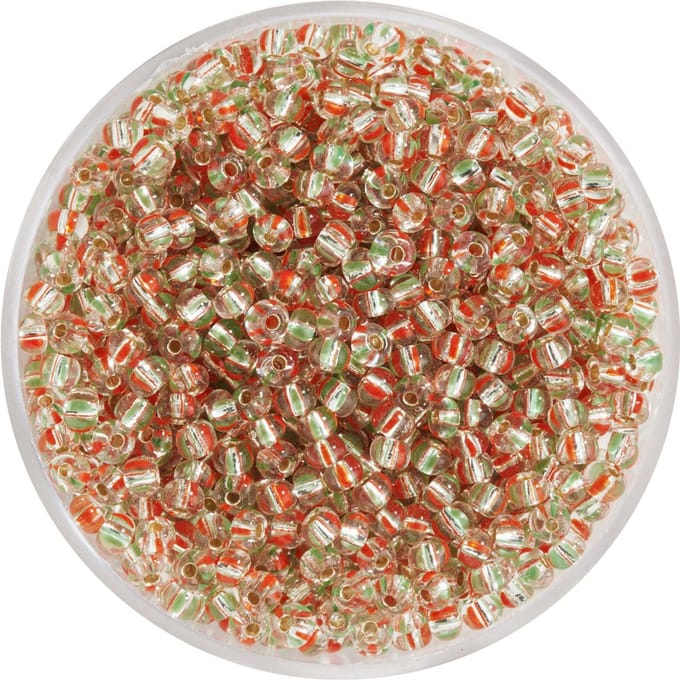 Rocailles kralen, kristal, 2,6 mm - Rood/Groen