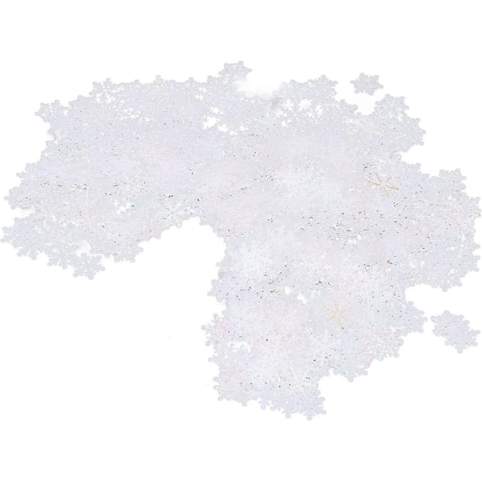 1000 Stuks Sneeuwvlok Confetti 0.9in Levendige Kleur Herbruikbaar Plastic Multifunctioneel Kerstconfetti wit