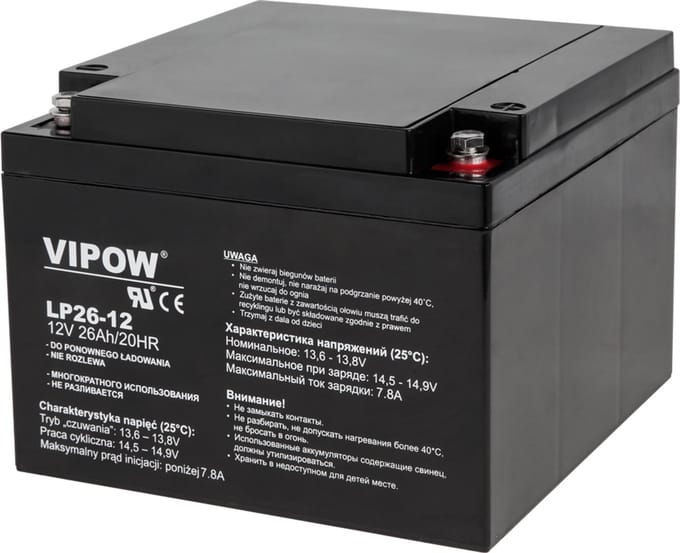 Vipow Serie - Gel Accu 12V 26Ah - UPS - PIEC