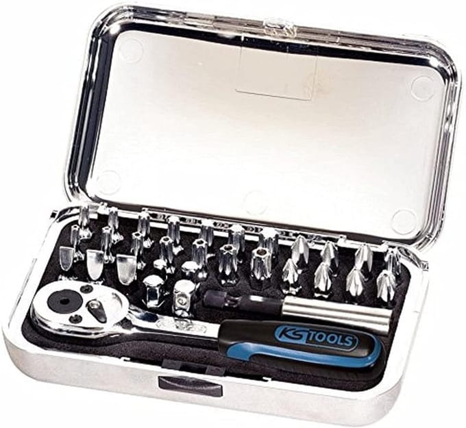 31-delige Bitset 1/4 Inch - Hoogglans Chroombits Set