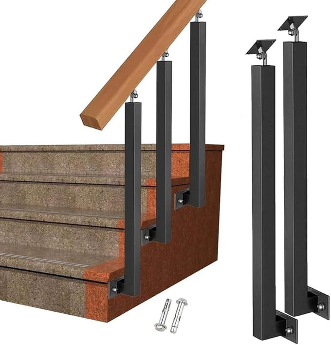 Trapleuning Palen - Baluster Spindels - Veilig Traplopen - 270° Verstelbaar - 75 cm - Zwart