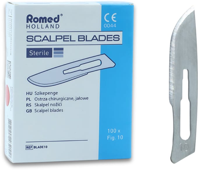 Romed scalpelmesjes nr. 10 steriel Romed - RVS - Wegwerp Scalpel Blades - Nummer 10