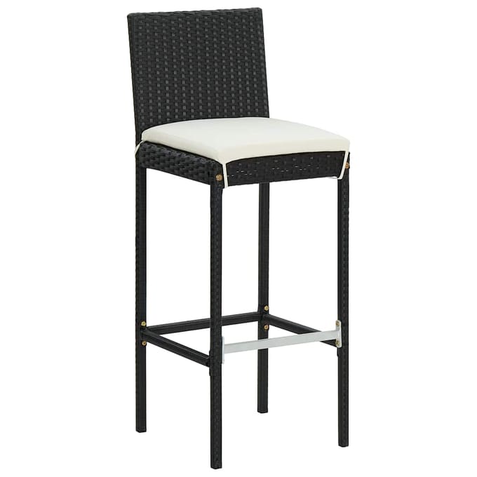 vidaXL - 7-delige - Tuinbarset - met - kussens - poly - rattan - zwart