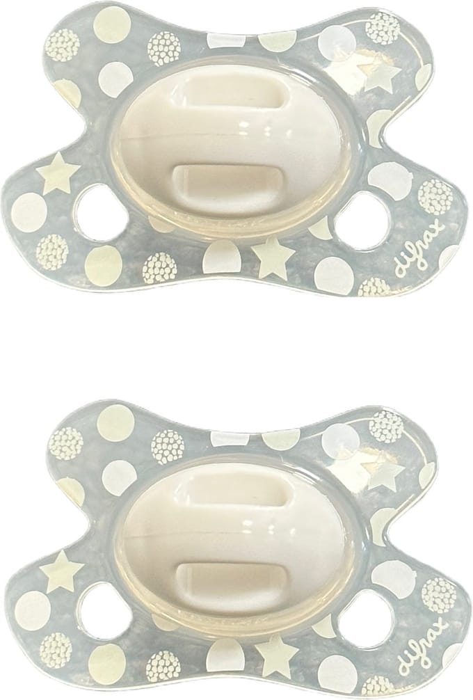 Difrax Natural Fopspeen Newborn - Grijs - 2 Stuks, Siliconen Speen, Gemakkelijk te Accepteren
