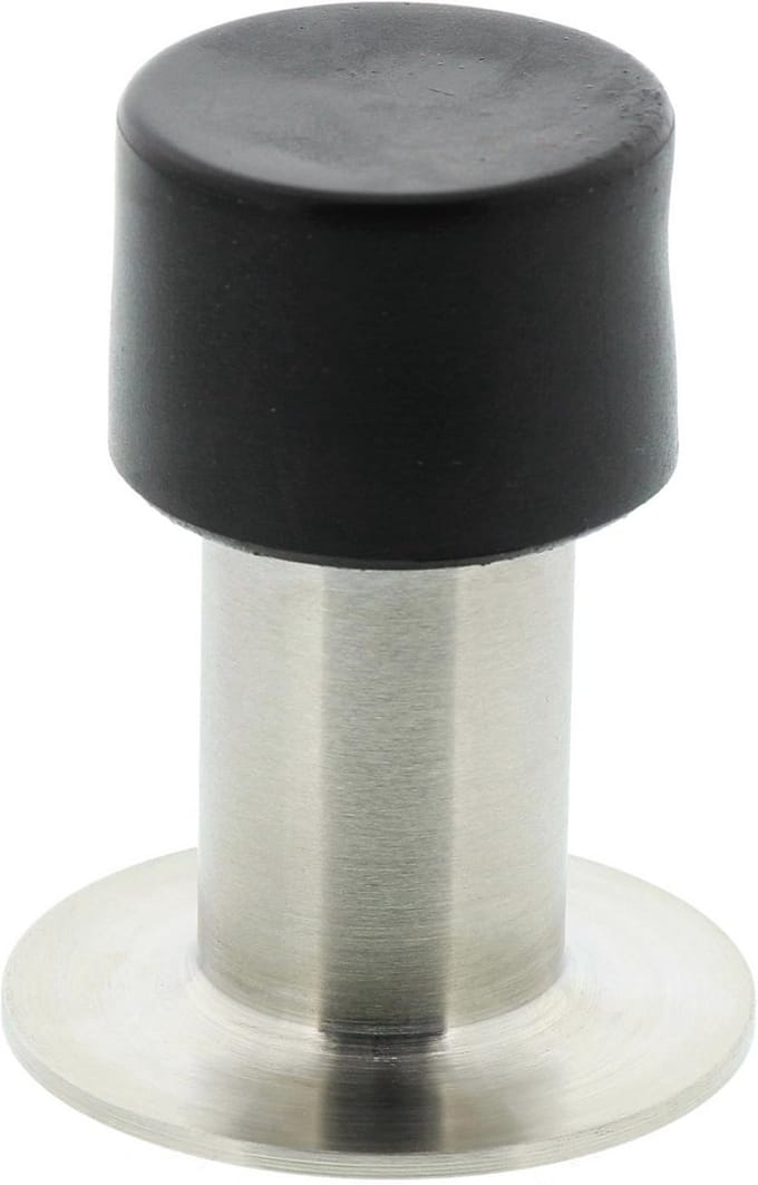 Elegante Wanddeurstopper van Roestvrij Staal met Rubberen Stopper - 65 mm Hoog
