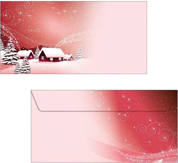 Kerst envelop Sigel 90gr DL - rood dorp 50 stuks