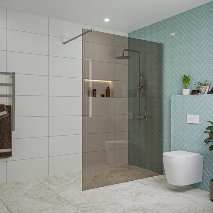 FugaFlow Eccelente Vetro inloopdouche badkamer - 140x200cm - rookglas - wandarm - chroom