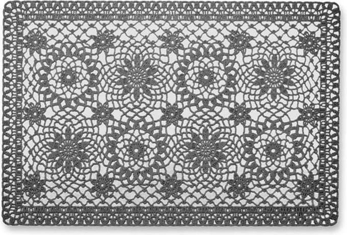 Unique Living | Placemat Floral | Rechthoekig | Polyester | Donkergrijs | 30x45cm