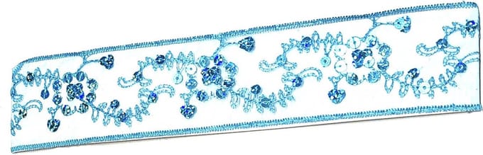 Rojafit Elastische Cult "Flower Power" Haarband 5 cm. Breed - Pailletten Blauw