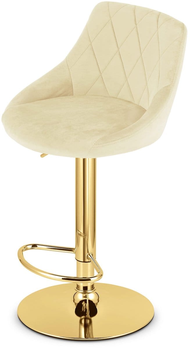 KAST kruk - beige fluweel / gouden voet