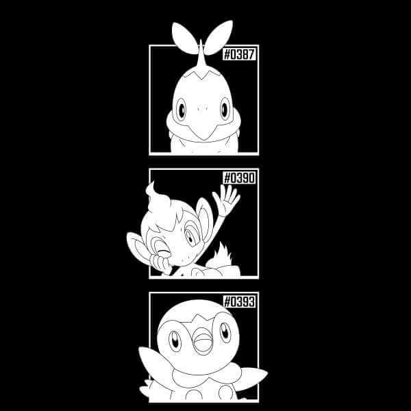 Pokemon Generation 4 Monochrome Starters Men's T-Shirt - Black - XL