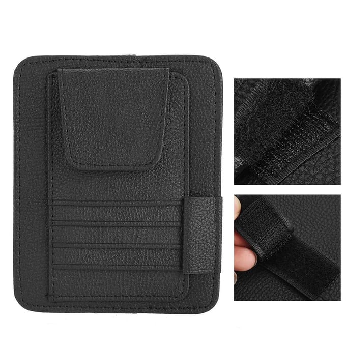Multi purpose Car Visor Organizer Sun Visor Storage Holder Pouch Card Bill Storage Bag black
