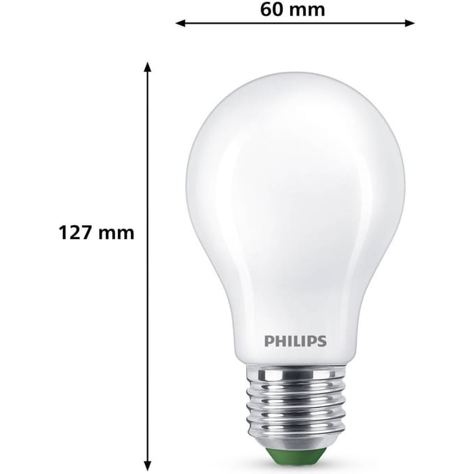 Philips UltraEfficient LED lamp Mat - 60W - E27 fitting - Warmwit licht; 2700K - Ultra Efficiënt: Energielabel A - 3-pack