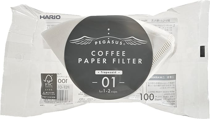 HARIO Pegasus Filterpapier - 01 Size - 100 Stuks - Wit - Koffiefilter