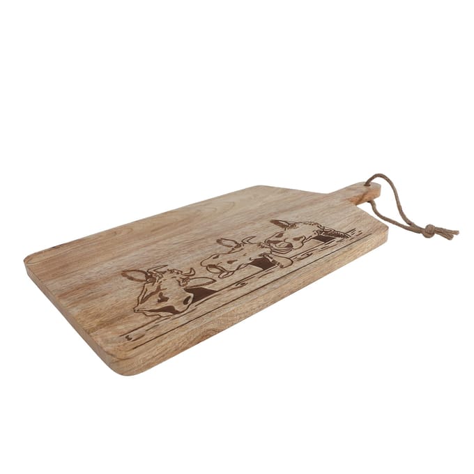 Van Manen borrelplank speelgoed koe mango 50x25cm multicolor.