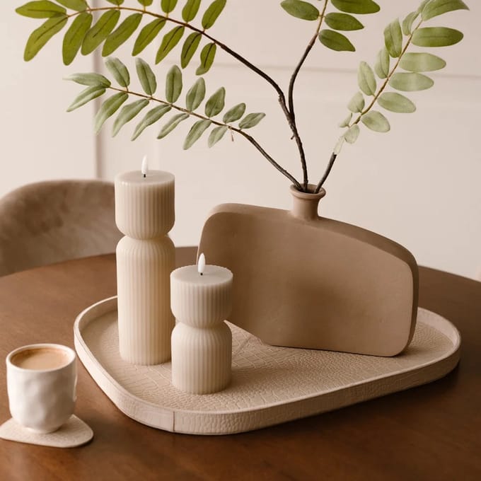 Chamada Sophie leren dienblad organisch croco L beige