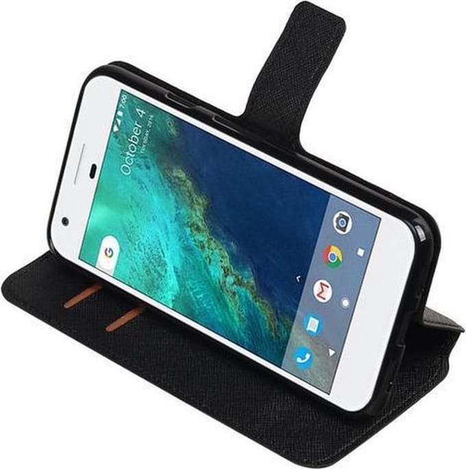 Zwart Google Pixel TPU wallet case booktype hoesje HM Book
