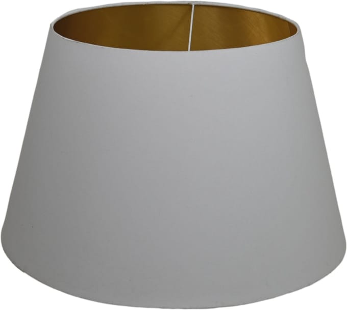 HSM Collection-Ronde Lampenkap Conisch-ø35-ø52x32-Wit/Goud-Katoen