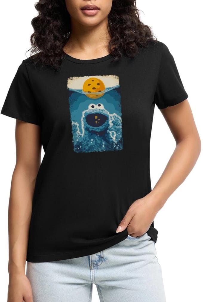 Sesamstraat Koekiemonster Haai Premium T Shirt Dames