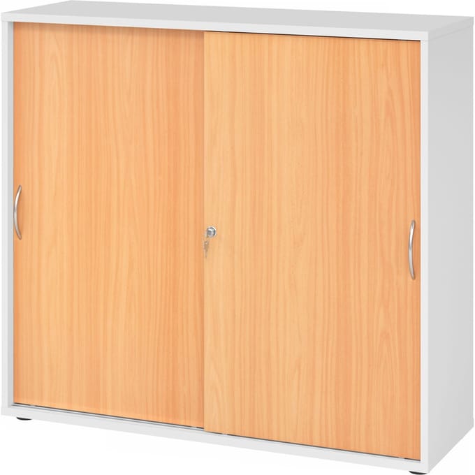 BETA 1753S | Schuifdeurkast | 3 OH - Wit/Beuken Metalen handgreep
