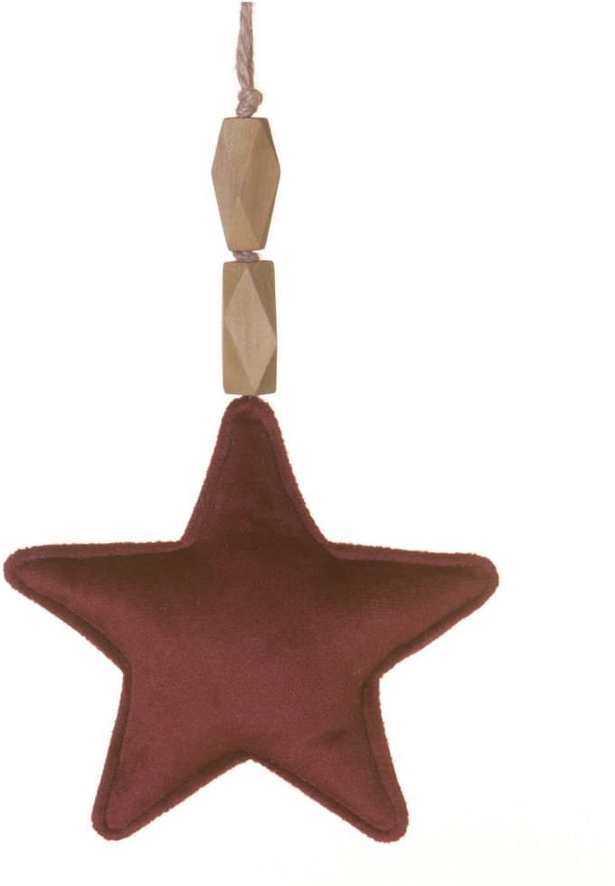 HOGEWONING BV - Bordeauxrood fluwelen sterhanger 15 cm voor kerstboom