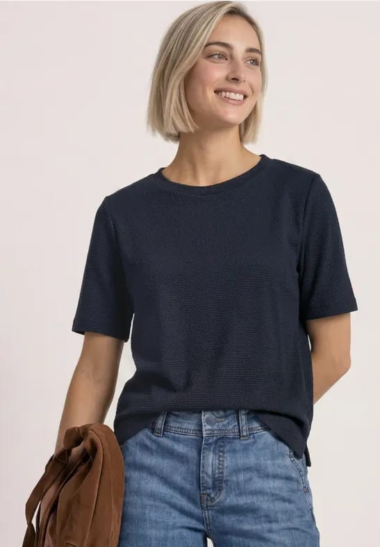 Shirt met ronde hals en structuur
