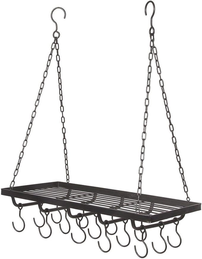 Zwarte Panhanger van Smeedijzer 74 x 60 x 28 cm