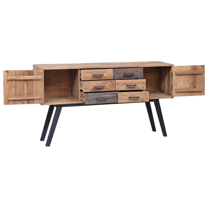 vidaXL - Bijzetkast - 110x30x75 - cm - massief - teakhout