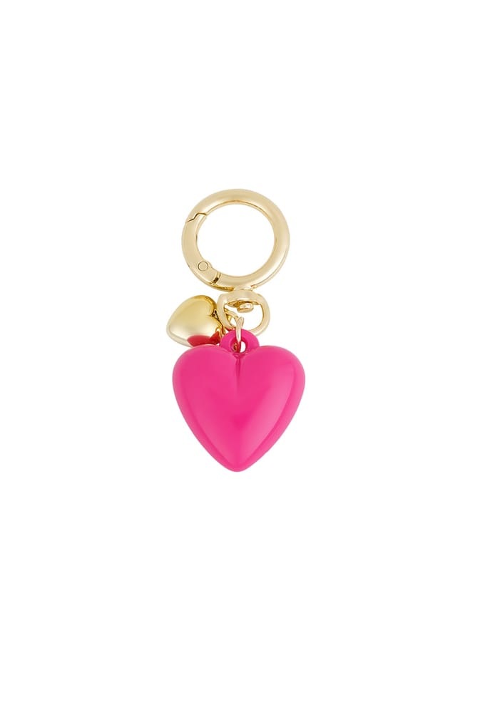 Yehwang Tas Accessoires - Double heart pendant - Fuchsia - Tas hanger