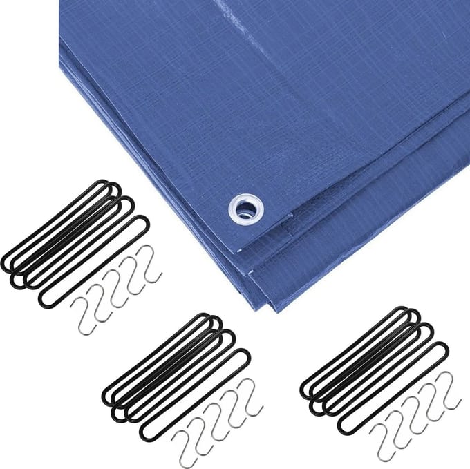 Benson - Afdekzeil blauw 3 x 4 meter met 15x spanrubbers en S-haken