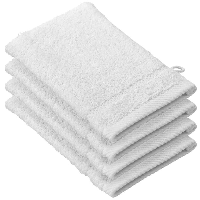 De Witte Lietaer Washandjes Stephanie White - 15 x 21 cm - set 4 stuks - Wit - Katoen