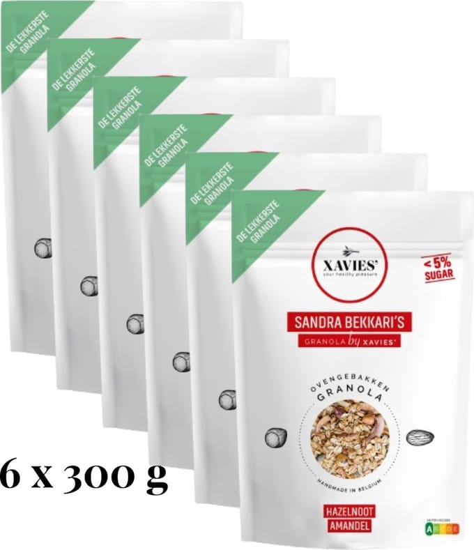 XAVIES' Granola Sandra Bekkari Hazelnoot-Amandel 6 x 300 g
