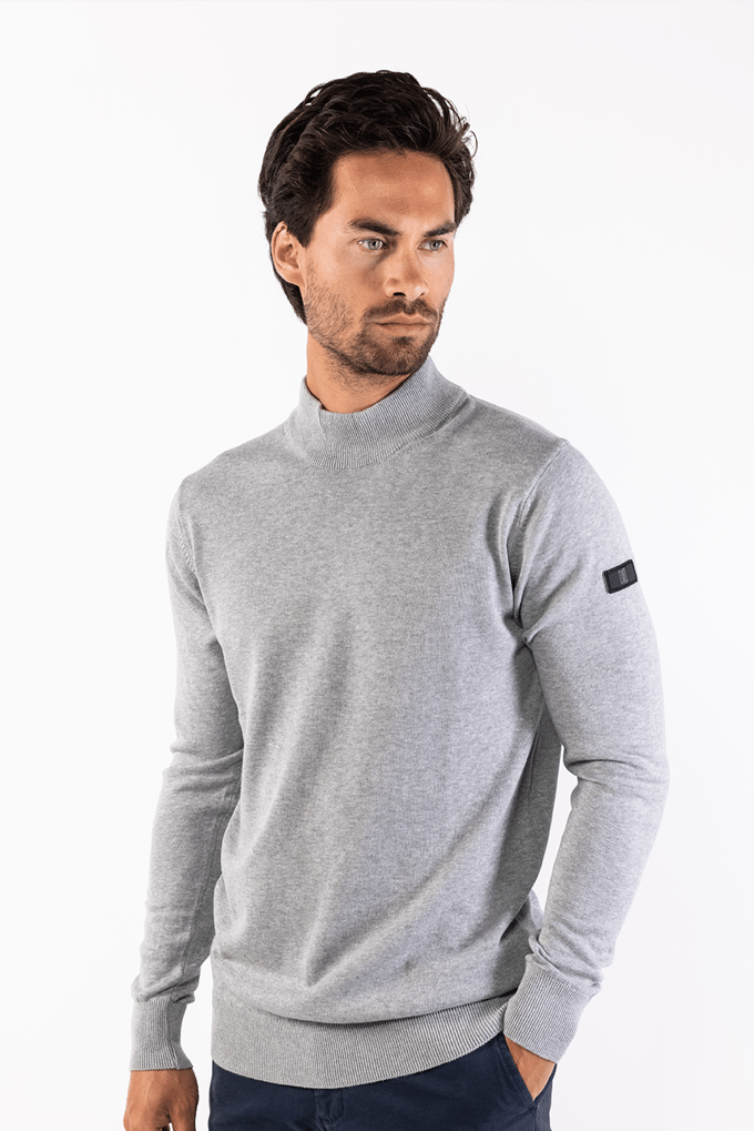 Presly & Sun Trui Jordan Mock Turtle Pullover  Grijs