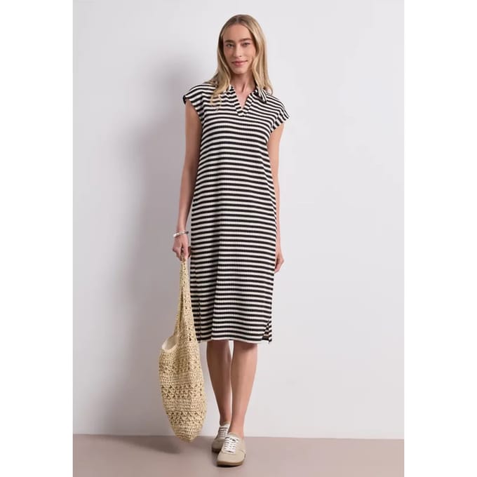 Gebreide midi-jurk met strepen