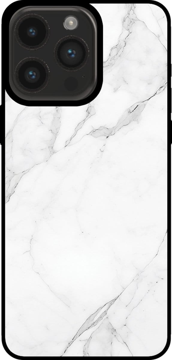 Smartphonica Telefoonhoesje voor iPhone 14 Pro Max met marmer opdruk - TPU backcover case marble design - Wit geschikt voor iPhone 14 Pro Max