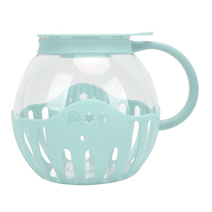2.13L Glazen Magnetron Popcorn Popper Brede Mond Magnetron Popcorn Pot met Handvat voor Bioscoop Spel blauw