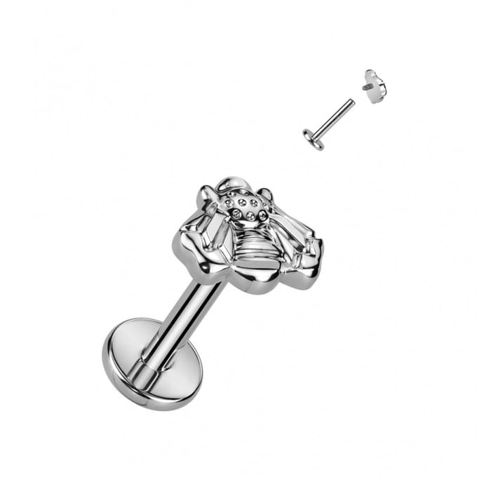 Piercing titanium bijtje intern schroefdraad 1.2x8- zilver - LMPiercings