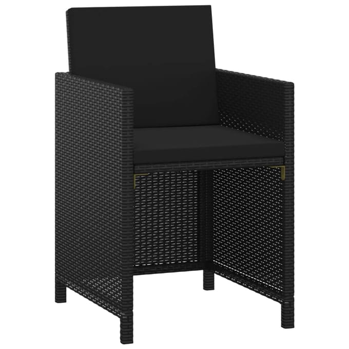 vidaXL - 3-delige - Tuinset - met - kussens - poly - rattan - zwart