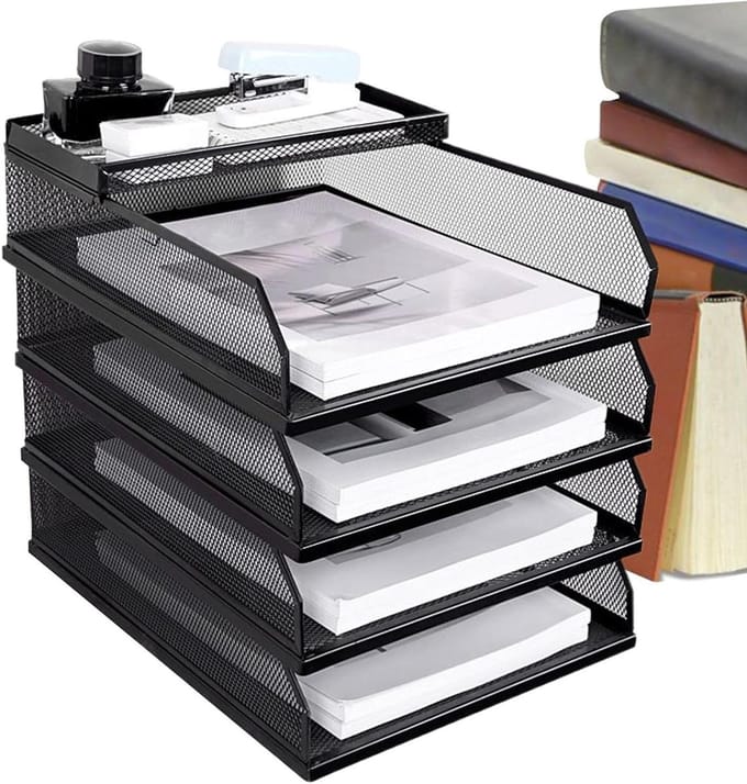 Bureaubestandenorganizer - Papiersorteerder - Documenten Sorteren - Verticaal Meerdere Lagen - Vier Lagen - Metaal