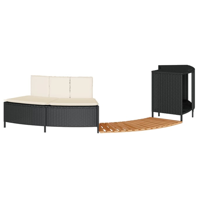 vidaXL - Hottub-ombouw - poly - rattan - en - massief - acaciahout - zwart