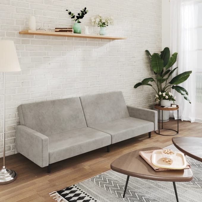 Vidaxl 2-Persoons Bank, Lichtgrijs, Bekleed met Fluweel