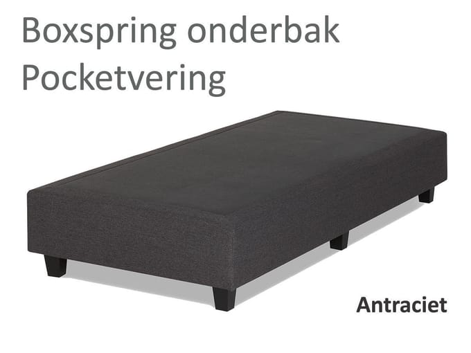 Boxspringonderbak Pocketvering, 90 x 200, Antraciet | Losse boxspring | Boxspring bedbodem | Boxspring onderstel | Pocketboxspring | Boxspring zonder matras